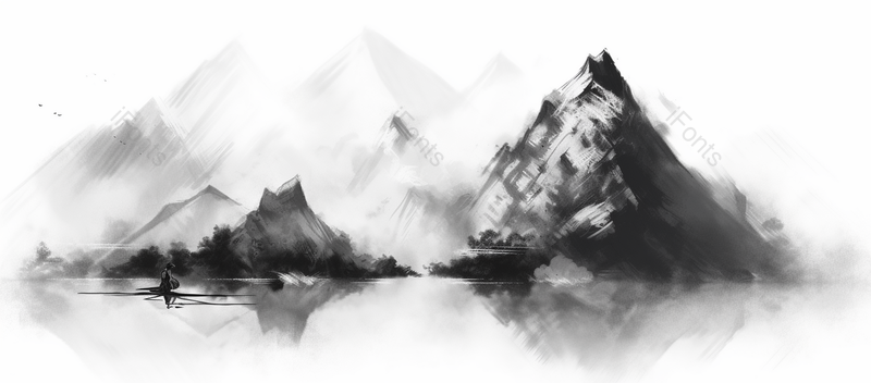 墨分五色浓淡相宜中国风抽象水墨画之山水画,插画/手绘图,插画/手绘图库,插画/手绘图下载,插画/手绘